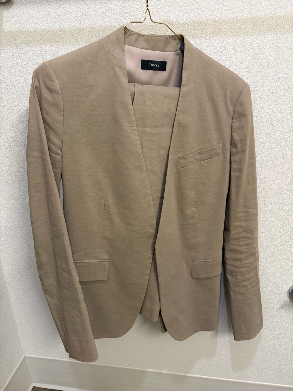 Theory Tan Open-Front Women's 2-Piece Pansuit